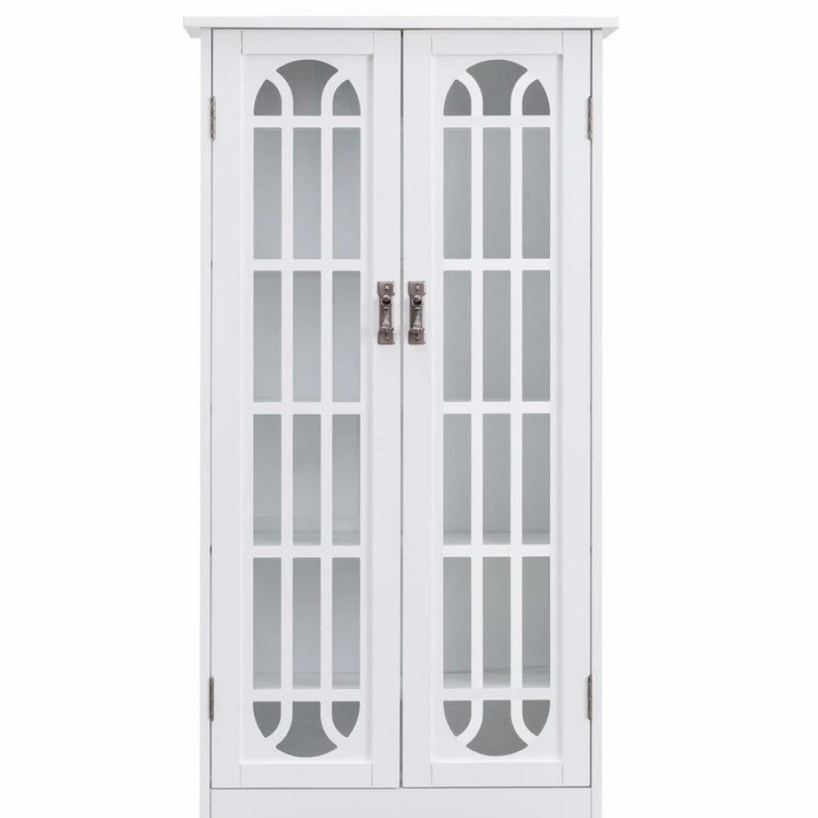 China Cabinets & Hutches * | Sei Furniture White Display Cabinet With Windowpane Glass Doors White