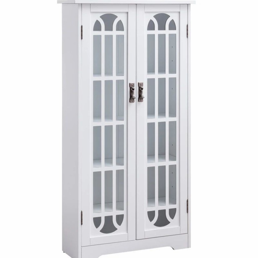 China Cabinets & Hutches * | Sei Furniture White Display Cabinet With Windowpane Glass Doors White