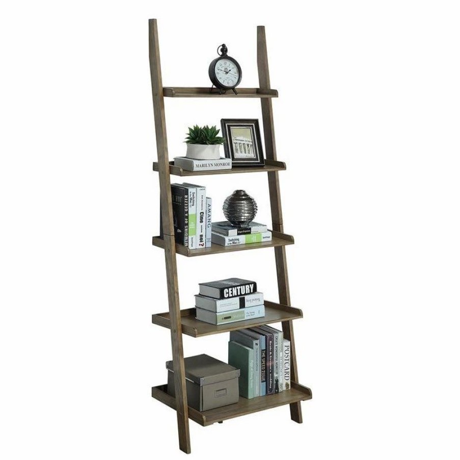 Bookcases * | Convenience Concepts American Heritage Bookshelf Ladder- Natural Driftwood Wood