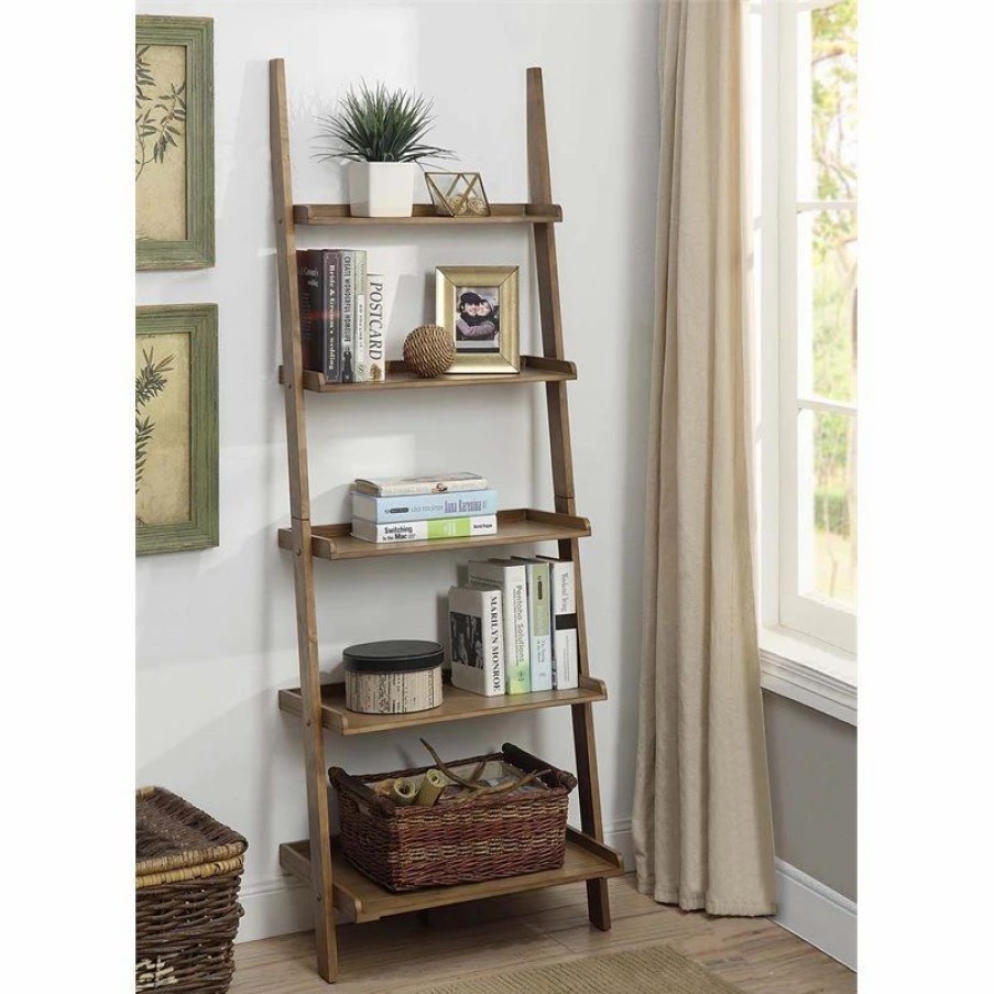 Bookcases * | Convenience Concepts American Heritage Bookshelf Ladder- Natural Driftwood Wood