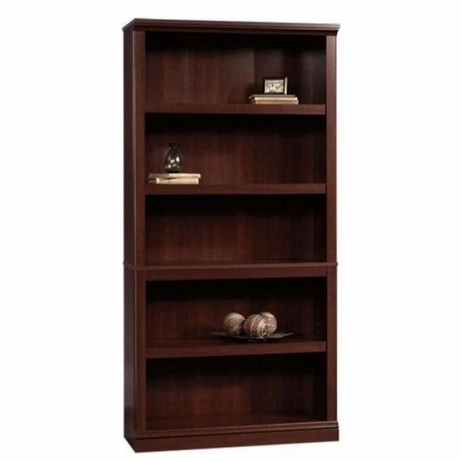 Bookcases * | Sauder 5 Modern Styled Wood Shelf Bookcase In Select Cherry Finish