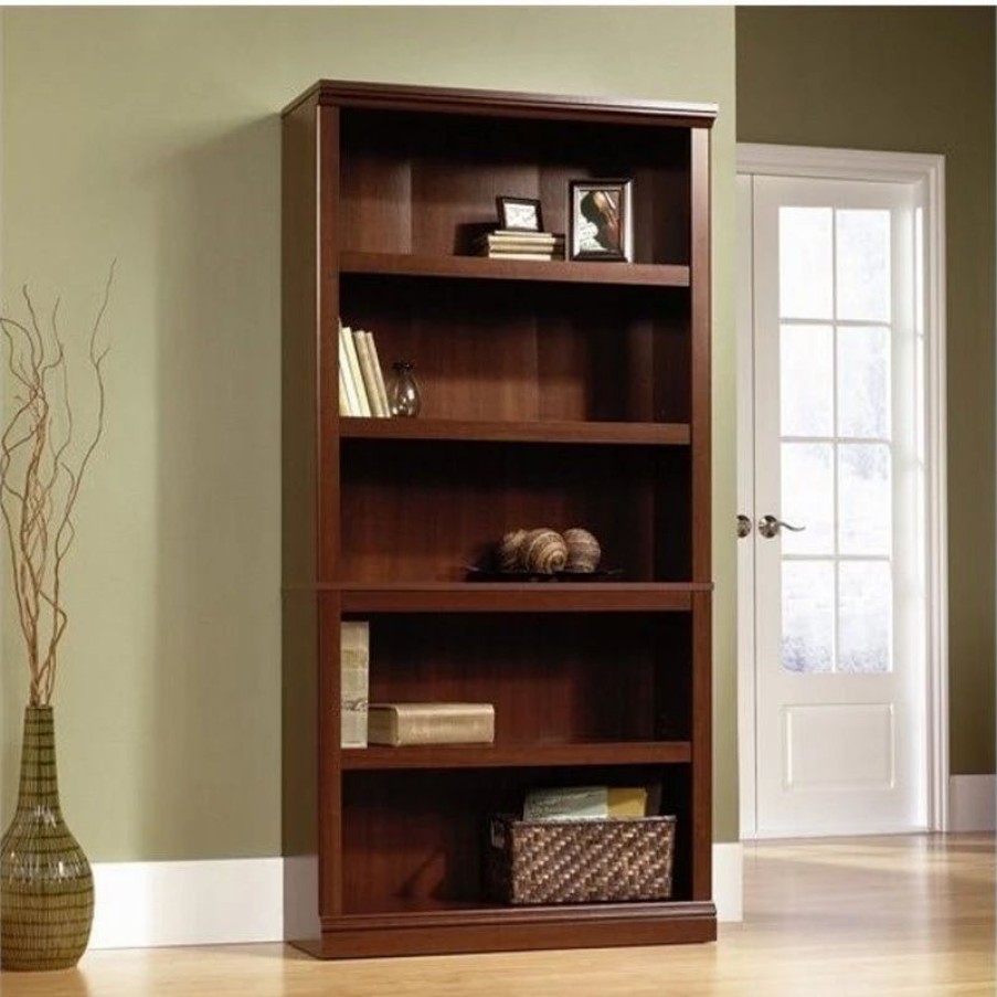 Bookcases * | Sauder 5 Modern Styled Wood Shelf Bookcase In Select Cherry Finish