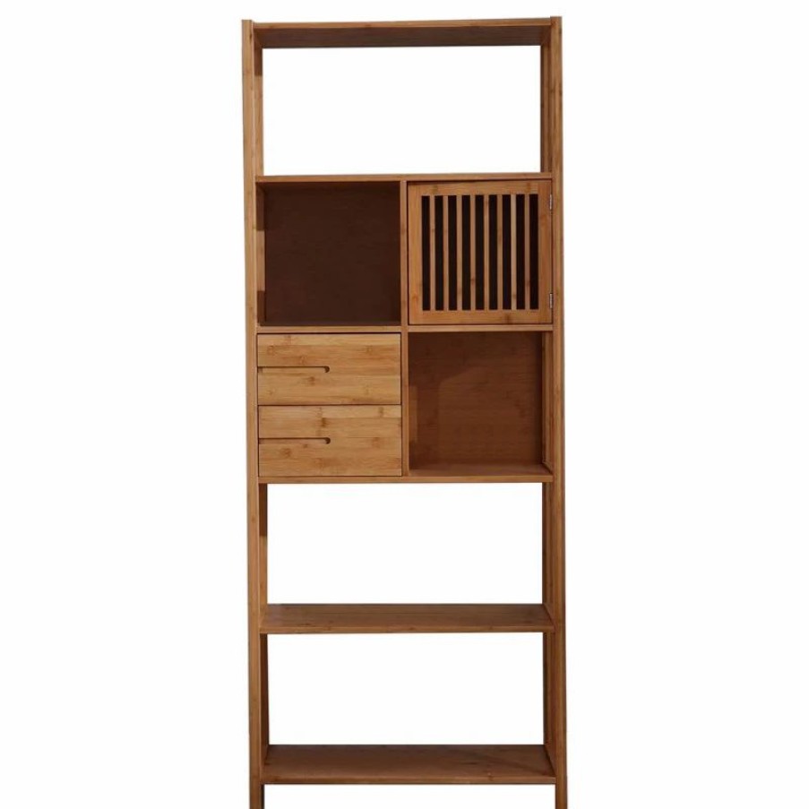 Bookcases * | Boraam Industries, Inc. Selma Bamboo Bookcase Right Facing Spindle Cabinet, Natural