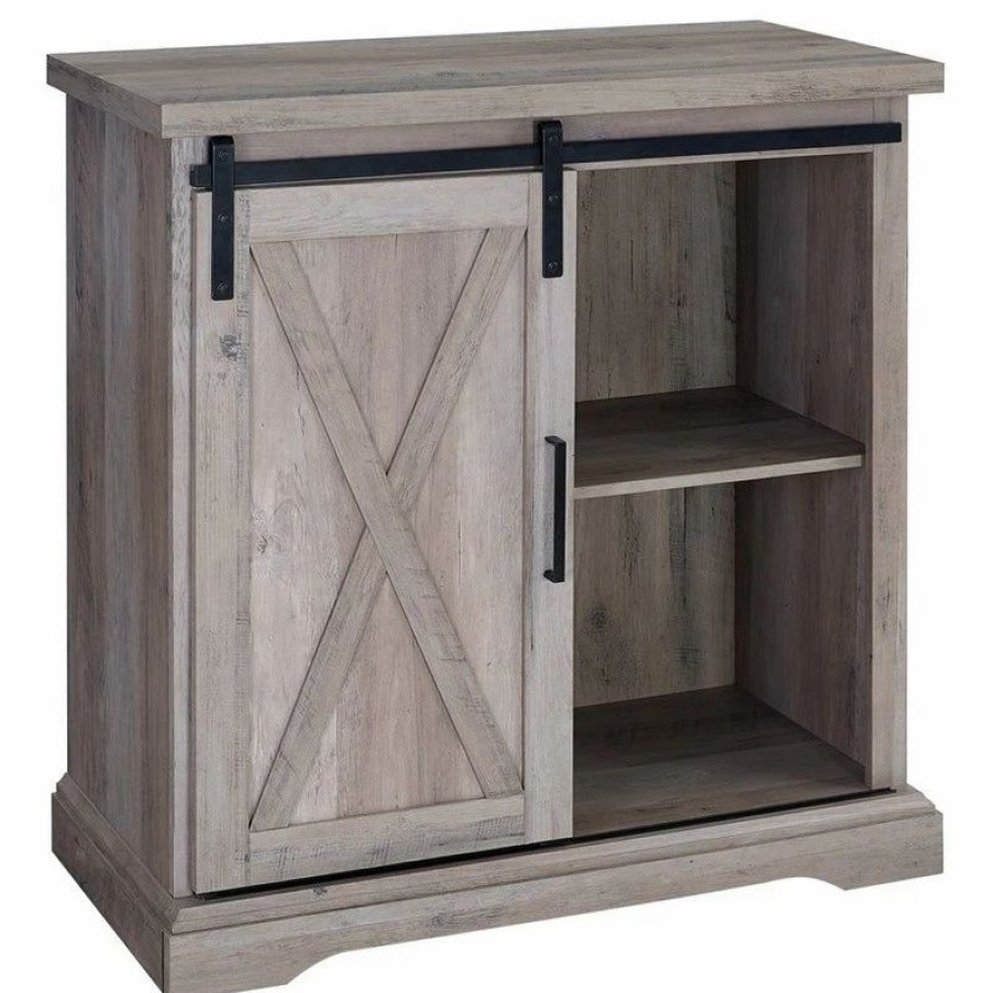 Buffets & Sideboards * | Walker Edison 32 Rustic Farmhouse Buffet Accent Cabinet Gray Wash