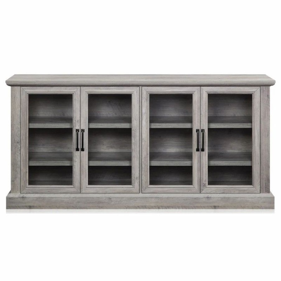 Buffets & Sideboards * | Belleze 70 Rustic Wood Sideboard Stand 4 Doors Buffet Cabinet, Gray Wash