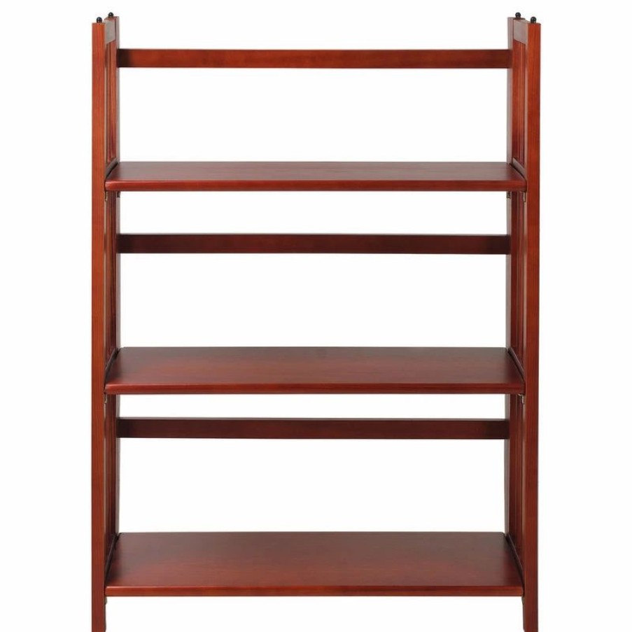 Bookcases * | Casual Home 3 Shelf Folding Bookcase, Mahogany, Large, 3 Shelf