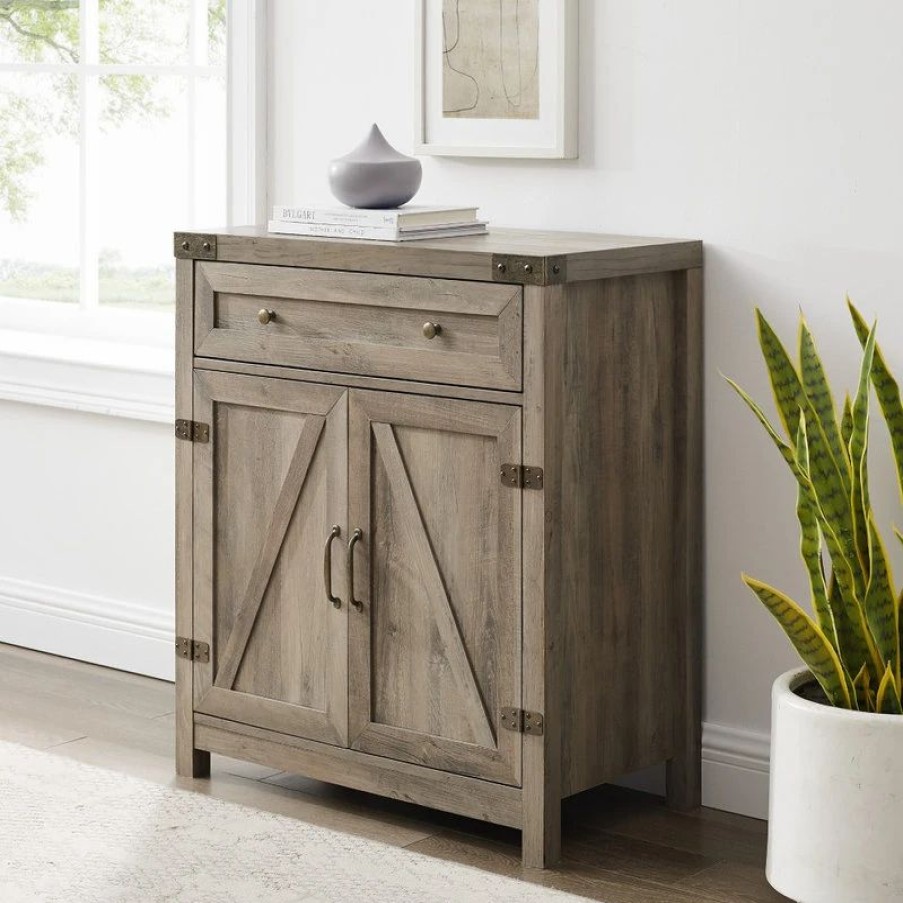 Accent Chests & Cabinets * | Walker Edison 30 Farmhouse Barn Door Accent Cabinet, Gray Wash