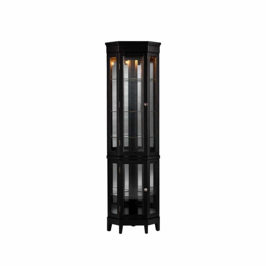 China Cabinets & Hutches * | Sei Furniture Essex Corner Curio In Black