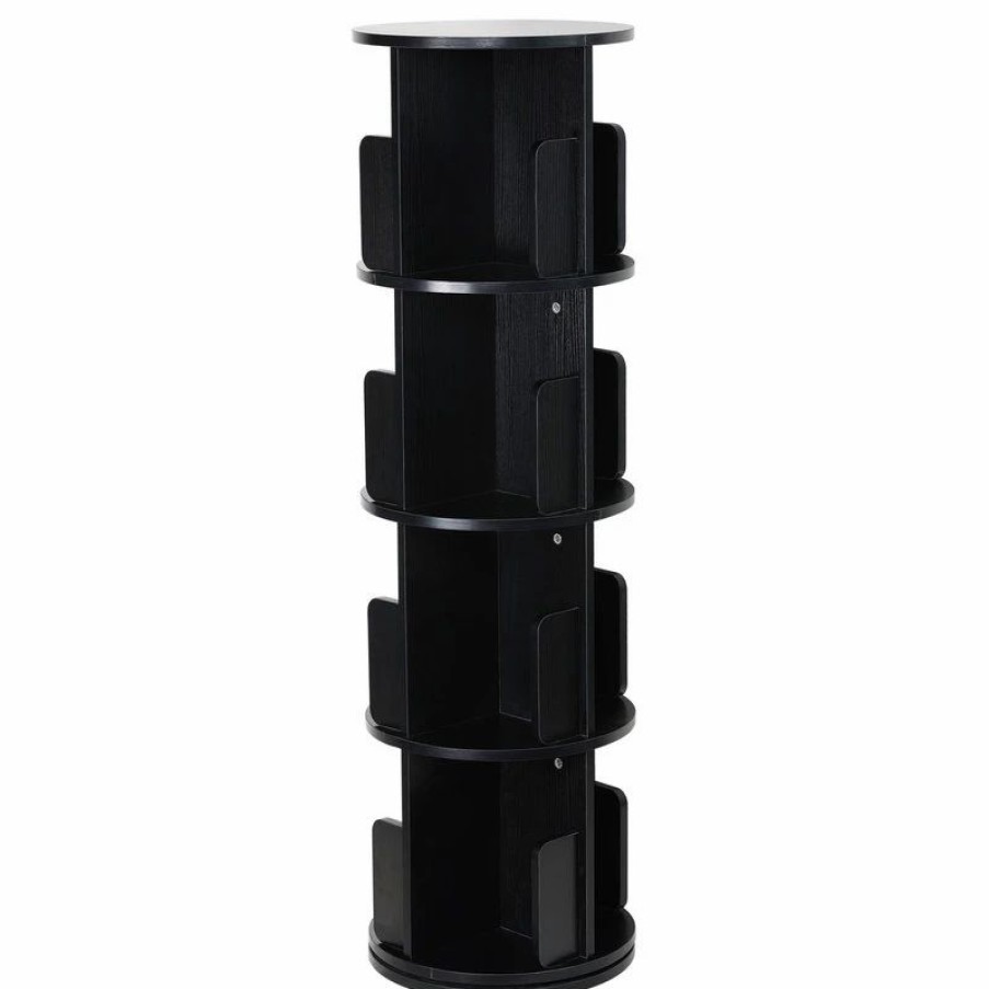 Bookcases * | Flint Garden Inc 4-Shelf 51.57 In Tall Revolving Bookcases, Black