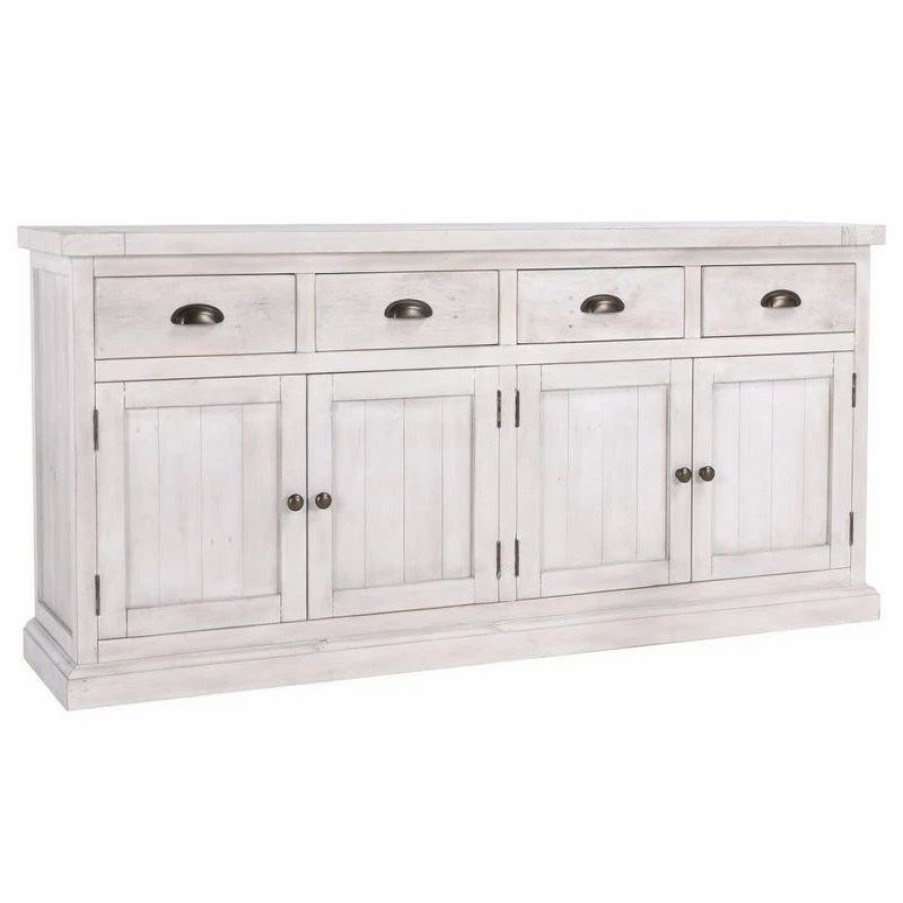 Buffets & Sideboards * | Kosas Home Quincy 4-Drawer 4-Door Solid Pine Wood Sideboard In Nordic Ivory