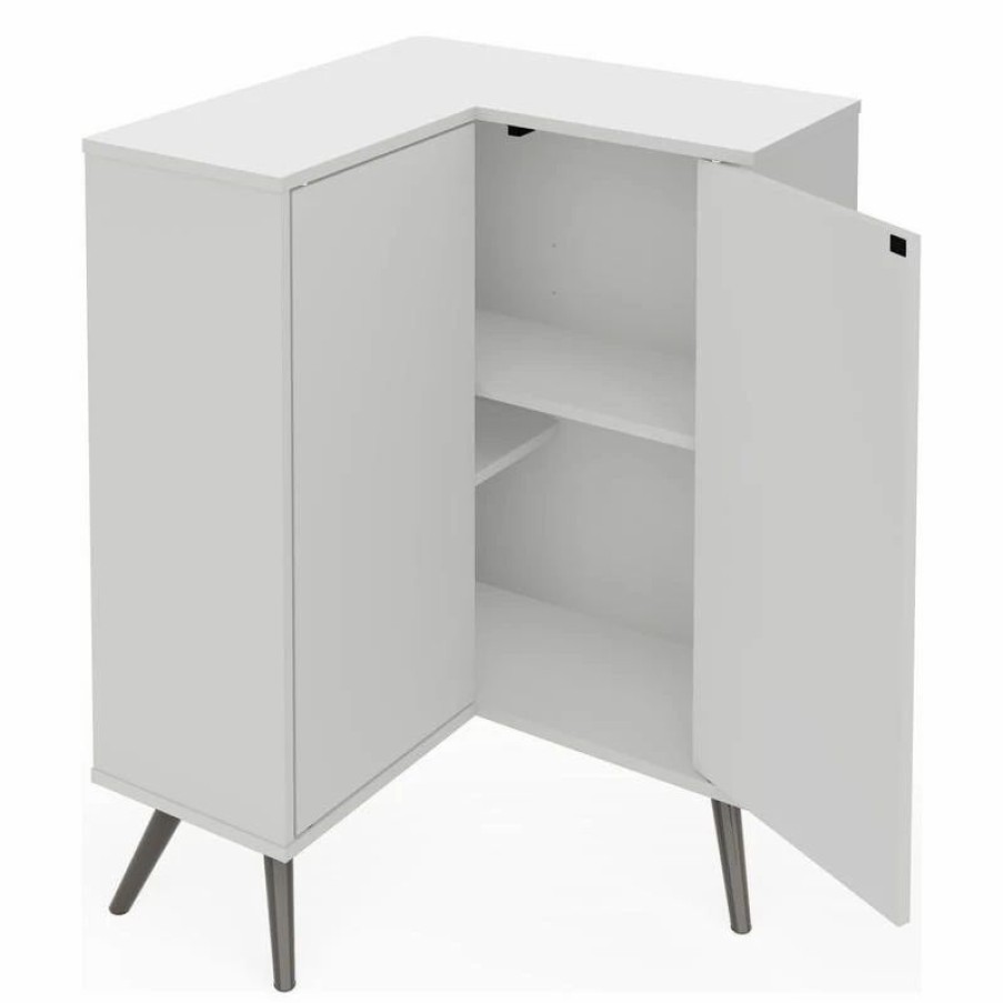 Accent Chests & Cabinets * | Bestar Small Space Krom Corner Storage Unit In White