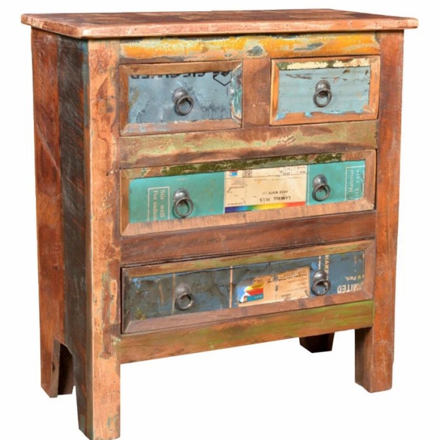 Accent Chests & Cabinets * | Vida Xl International B.V. Vidaxl Solid Reclaimed Wood Cabinet 4 Drawers Vintage Sideboard Storage Unit