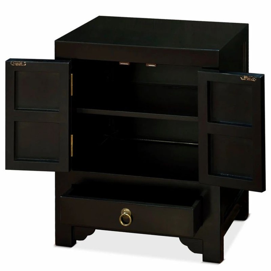 Accent Chests & Cabinets * | China Furniture And Arts Black Elmwood Chinese Ming Cabinet