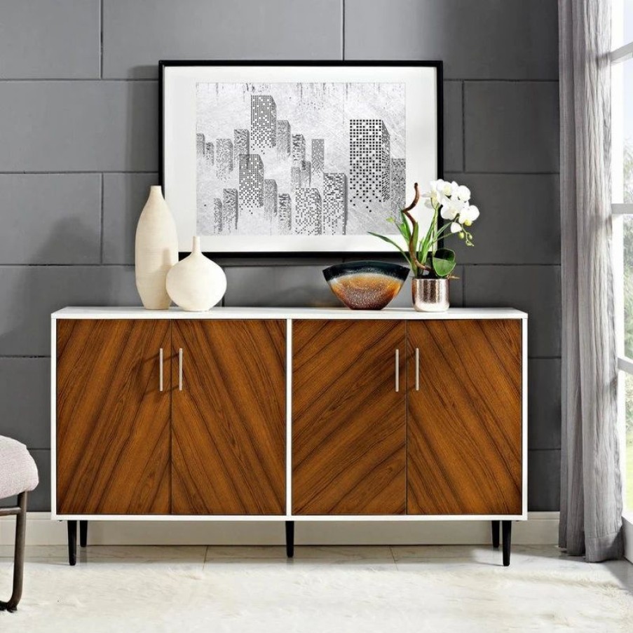 Buffets & Sideboards * | Walker Edison 58 2-Tone Modern Bookmatch Buffet