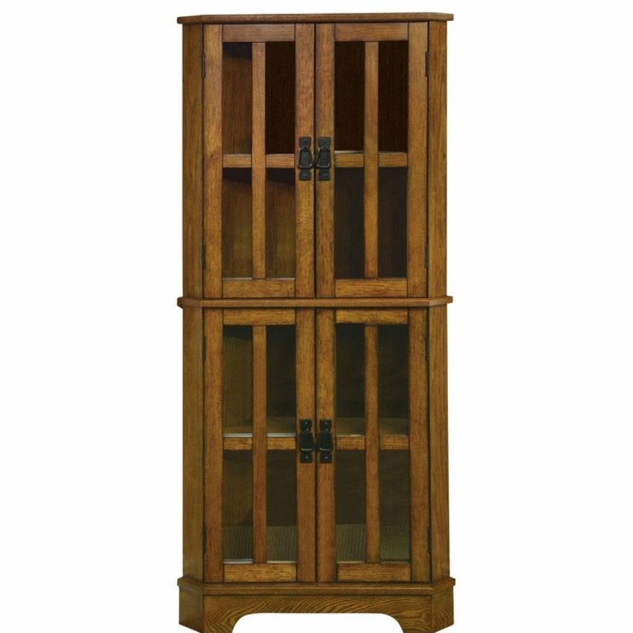 China Cabinets & Hutches * | Coaster Home Furnishings Coaster 4-Shelf Corner Curio Cabinet With Windowpane-Style Door Fronts