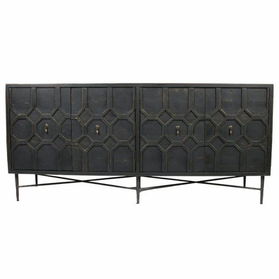 Buffets & Sideboards * | Moti Aliso Samara 4 Door Sideboard, Recycled Pine On Iron Base