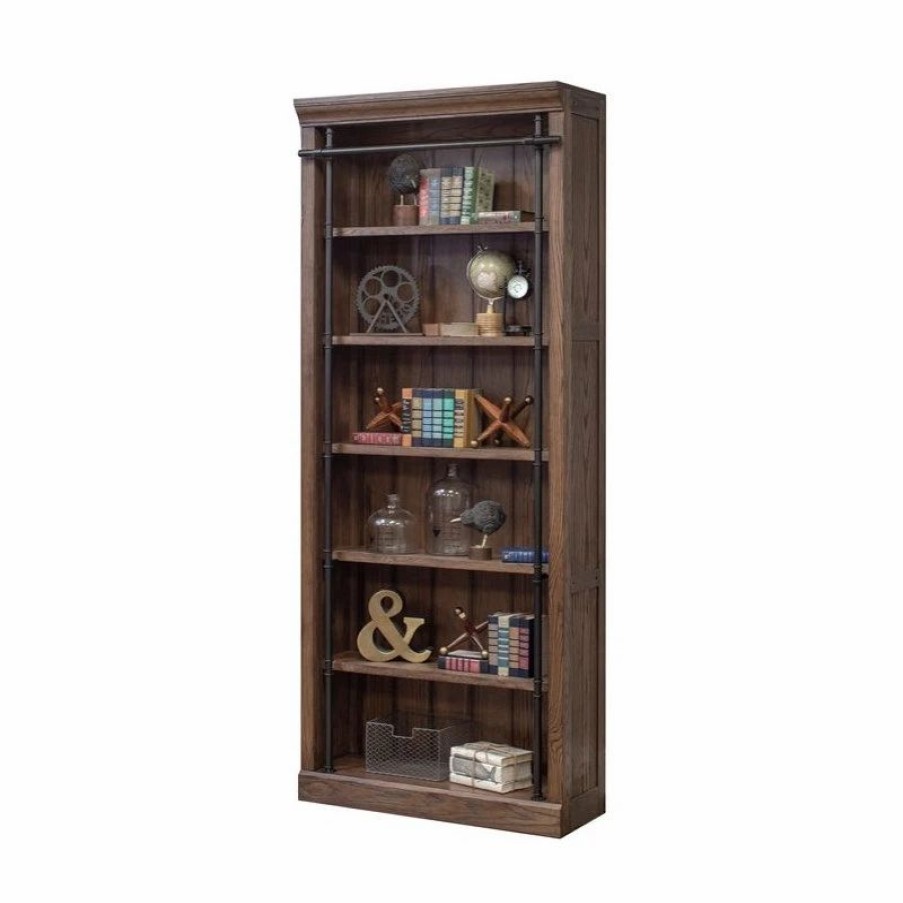 Bookcases * | Martin Furniture Avondale 5-Adjustable Shelf Tall Wood Bookcase In Wall Oak