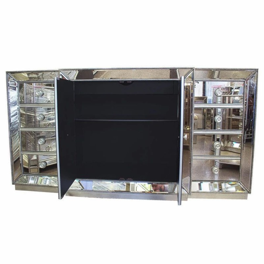 Buffets & Sideboards * | Best Master Furniture Jameson Silver Antique Mirrored Side Board