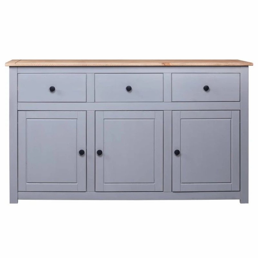 Buffets & Sideboards * | Vida Xl International B.V. Vidaxl Solid Wood Pine Sideboard Gray Panama Range Storage Cabinet Furniture