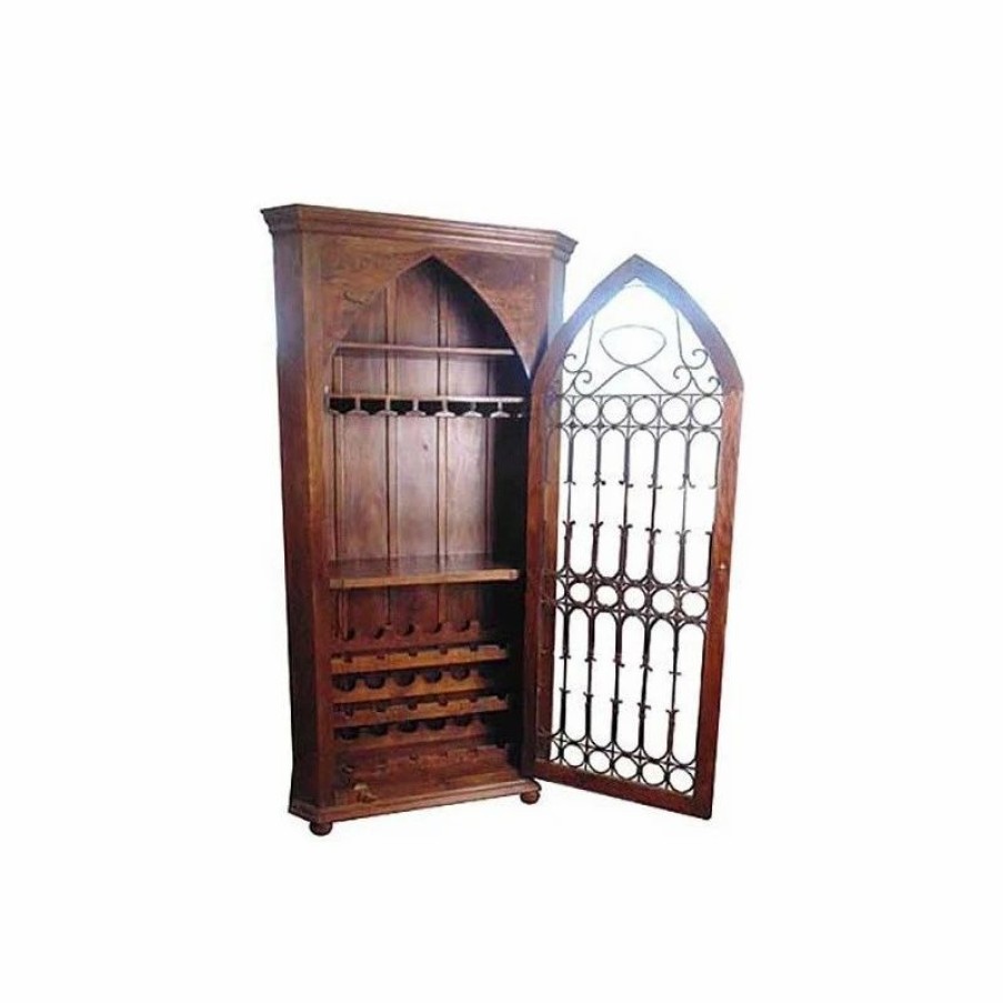 China Cabinets & Hutches * | Moti Iron Jali Wine Cabinet