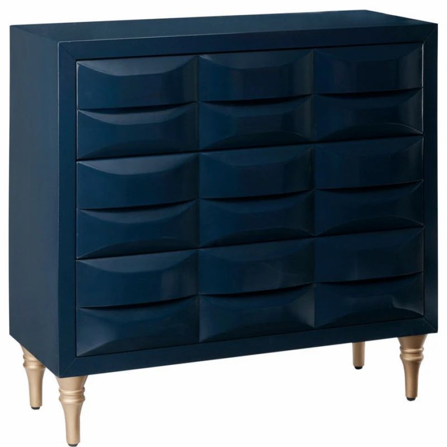 Accent Chests & Cabinets * | Olliix Madison Park Rubrix 3-Drawer Chest, Navy