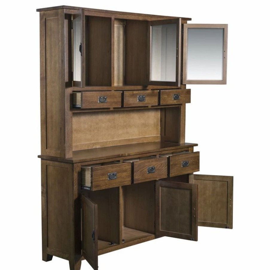 China Cabinets & Hutches * | Crafters And Weavers Mission Quarter Sawn Oak China Cabinet, Hutch