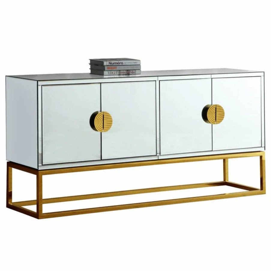 Buffets & Sideboards * | Meridian Furniture Marbella Sideboard/Buffet, Gold Base/Handles