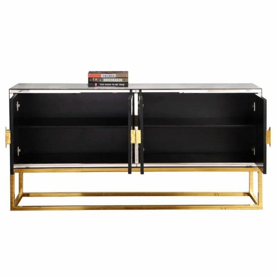 Buffets & Sideboards * | Meridian Furniture Marbella Sideboard/Buffet, Gold Base/Handles