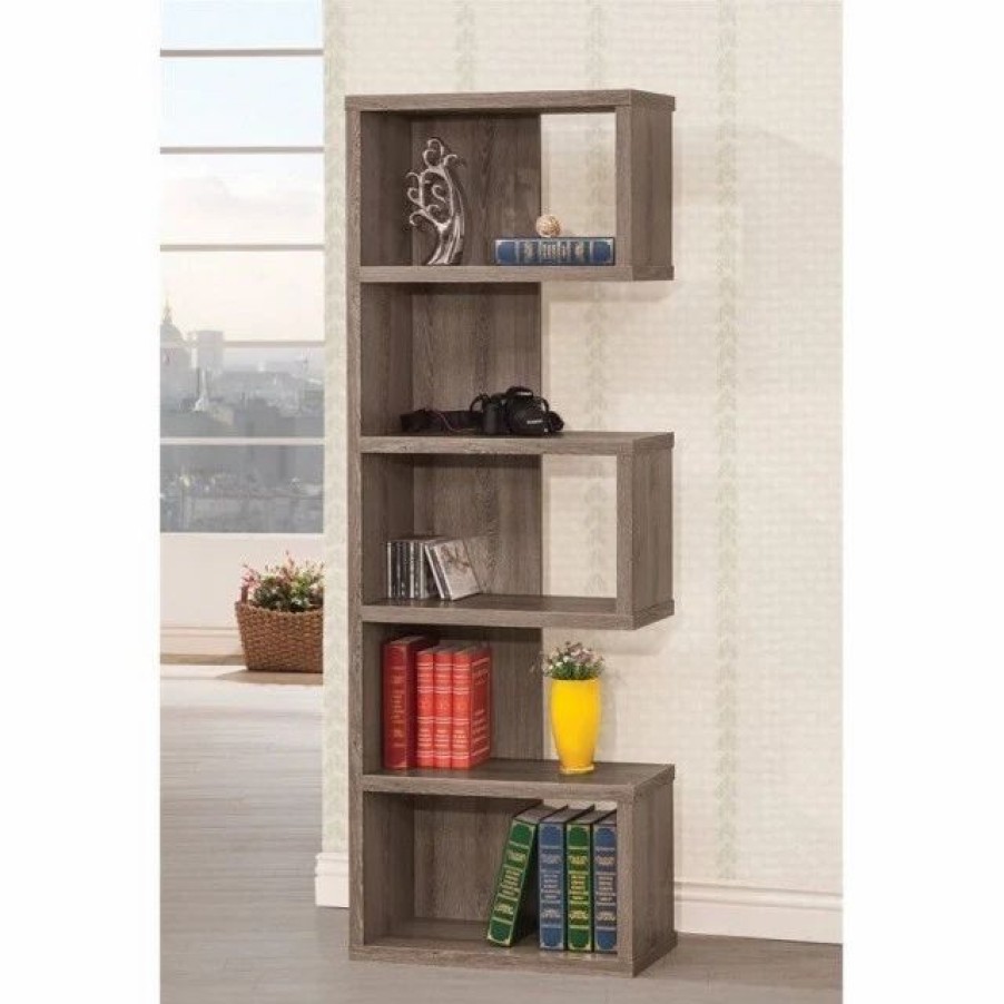 Bookcases * | Coaster Home Furnishings Coaster Semi Backless Bookcase In Dark Gray