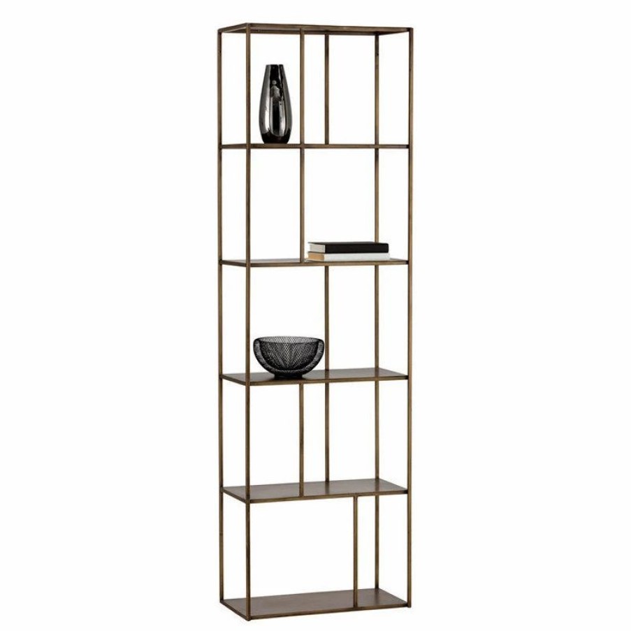 Bookcases * | Sunpan Modern Home Eiffel Antique Brass Bookcase, Small