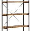 Bookcases * | Benzara, Woodland Imprts, The Urban Port Rustically Designed Bookcase With 4 Open Shelves