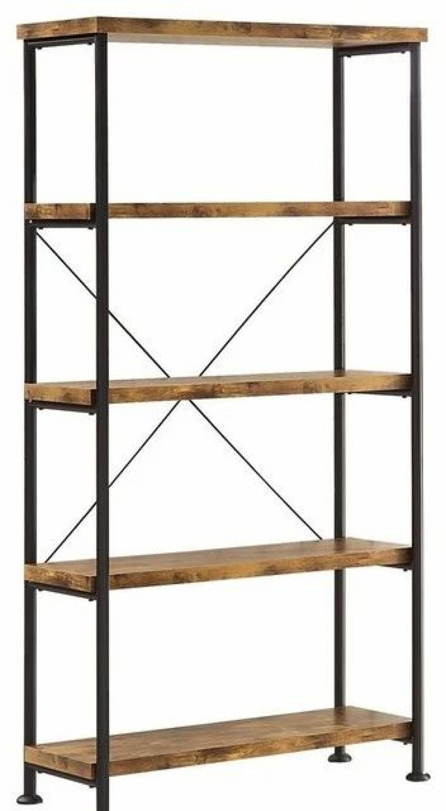 Bookcases * | Benzara, Woodland Imprts, The Urban Port Rustically Designed Bookcase With 4 Open Shelves